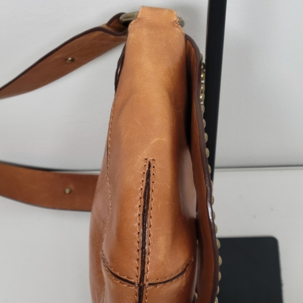 Michael Kors Vintage Studded Small Cognac Leather Saddle Shoulder Bag. - Picture 3 of 16